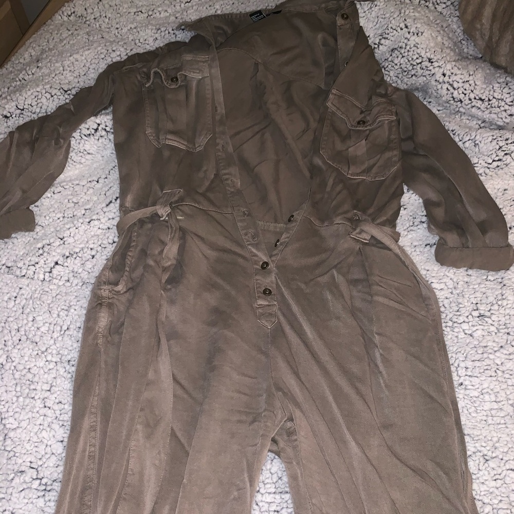 Forever 21 Army Green Long-Sleeve Romper